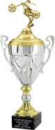 Gold & Silver Metal Cup with Figure on Genuine Marble