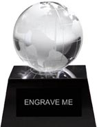 3.5 inch Globe Crystal Sport Award