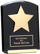 Black Acrylic Desktop Award with Metal Star [5.25 x 6.5 inch]