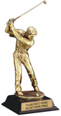 Golfer Gold Metallic Resin Trophy [13 inch]