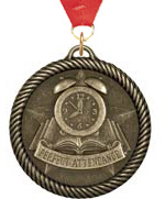 Perfect Attendance Clock Scholastic Medal [2 inch]
