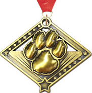 Paw Print Diamond Star Medal [2.25 Inch]
