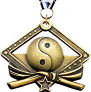 2.25 Inch Yin Yang Diamond Star Medal