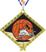 Basketball Diamond Star Insert Medal [2.75 inch]