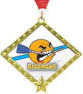 Broomball Diamond Star Insert Medal [2.75 inch]