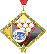 Beer Pong Diamond Star Insert Medal [2.75 inch]