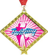 Baton Twirling Diamond Star Insert Medal [2.75 inch]