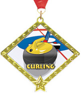 Curling Diamond Star Insert Medal [2.75 inch]