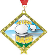 Egg & Spoon Race Diamond Star Insert Medal [2.75 inch]