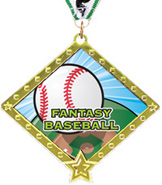 Fantasy Baseball Diamond Star Insert Medal [2.75 inch]