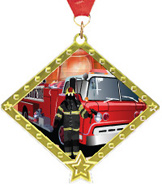 Firefighter Diamond Star Insert Medal [2.75 inch]