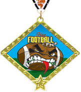 Flag Football Diamond Star Insert Medal [2.75 inch]