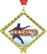 Fencing Diamond Star Insert Medal [2.75 inch]