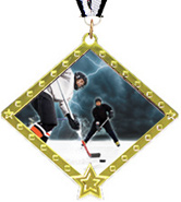 Hockey Diamond Star Insert Medal [2.75 inch]