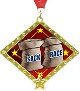 Sack Race Diamond Star Insert Medal [2.75 inch]