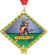 Rugby Diamond Star Insert Medal [2.75 inch]