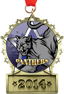 Front Facing Plate Star Insert Medal [3.25 inch]