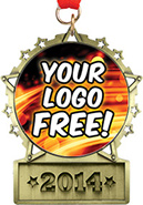 Custom Front Facing Plate Star Insert Medal