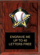 Baseball Color Star Plaque [5 x 7 inch]