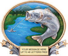 Fishing 3D Full Color Oval Resin Trophy [8.25 x 7 inch]