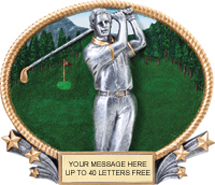 Golf 3D Full Color Oval Resin Trophy- Male [8.25 x 7 inch]