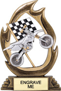 Motorcross Flame Color Resin Trophy
