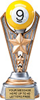 Billiards 9-Ball Triple-Star Victory Resin Trophy