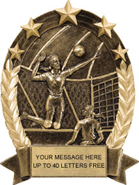 Volleyball Gold Star Resin Trophy - Female [6.25 inch]