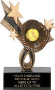 Softball Ribbon Star Resin