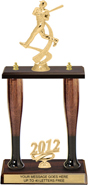 Two Baseball Bat Column Trophy [14.5 inch]