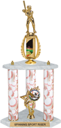Baseball Spinning Sport Riser 3-Post Trophy [22 inch]