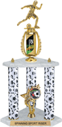 Soccer Spinning Sport Riser 3-Post Trophy [22 inch]