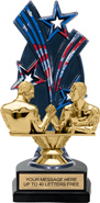 Triple Star Backdrop Trophy [8 inch red-white-blue]