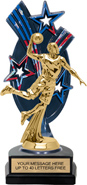 Triple Star Backdrop Trophy [8 inch red-white-blue]
