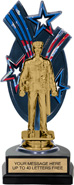 Triple Star Backdrop Trophy [8 inch red-white-blue]