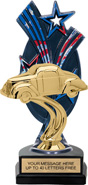 Triple Star Backdrop Trophy [8 inch red-white-blue]