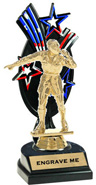Triple Star Backdrop Trophy [8 inch red-white-blue]