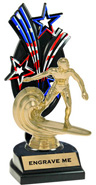 Triple Star Backdrop Trophy [8 inch red-white-blue]