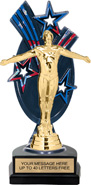 Triple Star Backdrop Trophy [8 inch red-white-blue]