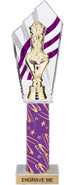 13 inch Clear with Purple Stripes Diamond Backdrop Trophy