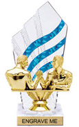 8 inch Clear with Blue Stripes Diamond Backdrop Trophy