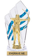 8 inch Clear with Blue Stripes Diamond Backdrop Trophy