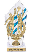 Clear with Blue Stripes Diamond Backdrop Trophy [8 inch]