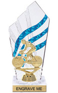 8 inch Clear with Blue Stripes Diamond Backdrop Trophy