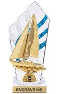 8 inch Clear with Blue Stripes Diamond Backdrop Trophy