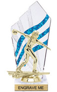 Clear with Blue Stripes Diamond Backdrop Trophy [8 inch]