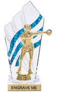 8 inch Clear with Blue Stripes Diamond Backdrop Trophy
