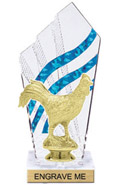 8 inch Clear with Blue Stripes Diamond Backdrop Trophy