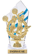 8 inch Clear with Blue Stripes Diamond Backdrop Trophy