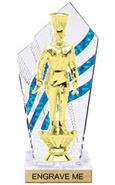8 inch Clear with Blue Stripes Diamond Backdrop Trophy